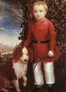Joseph Whiting Stock Portrait of a Boy with a Dog oil painting